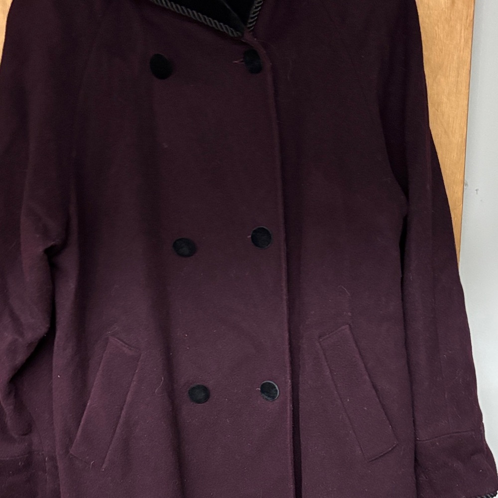 Albert Nipon Women's Dark Purple Hooded Wool Coat… - image 2